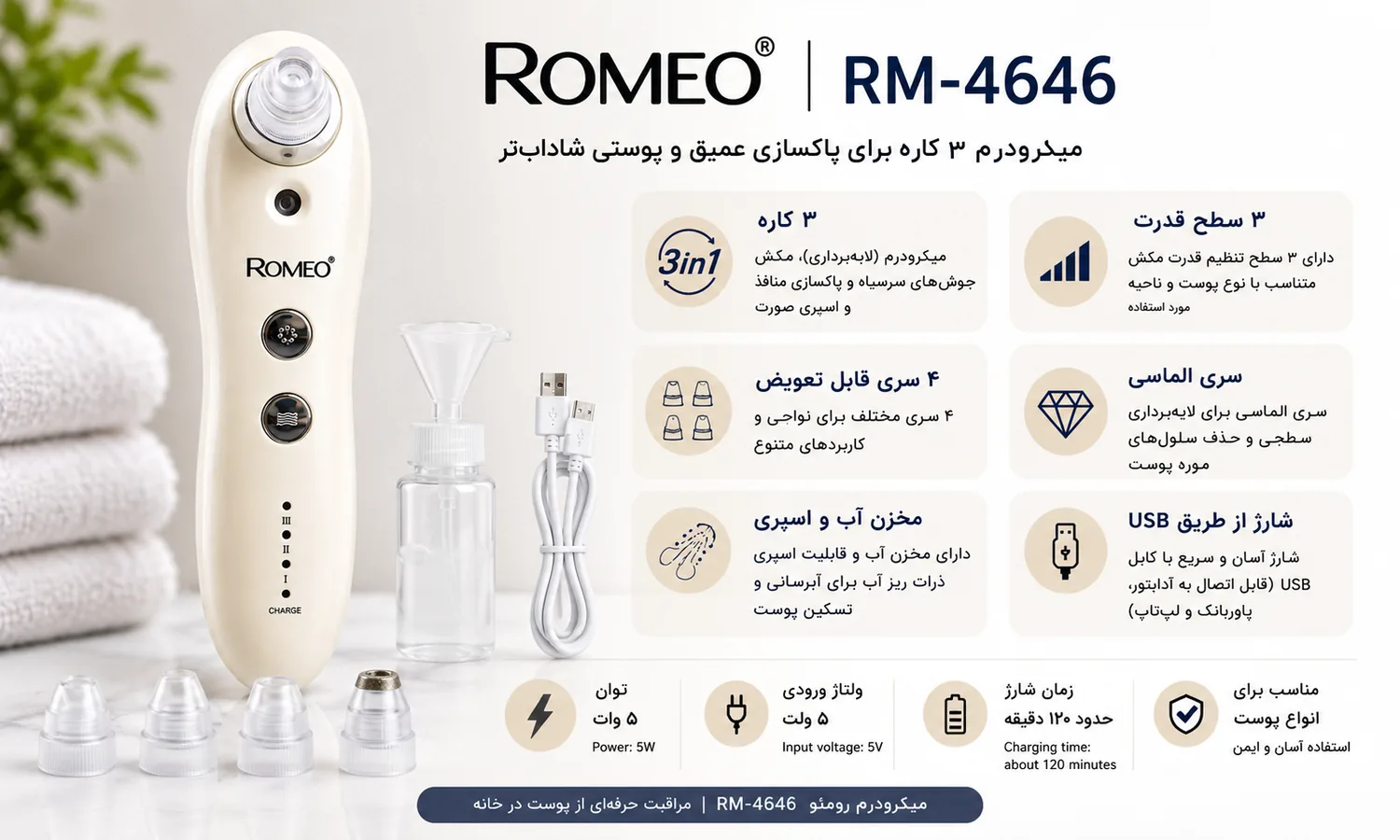 مشخصات و امکانات میکرودرم رومئو مدل RM-4646